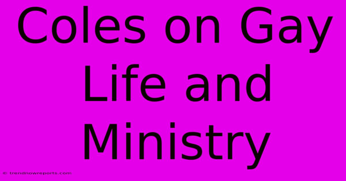 Coles On Gay Life And Ministry