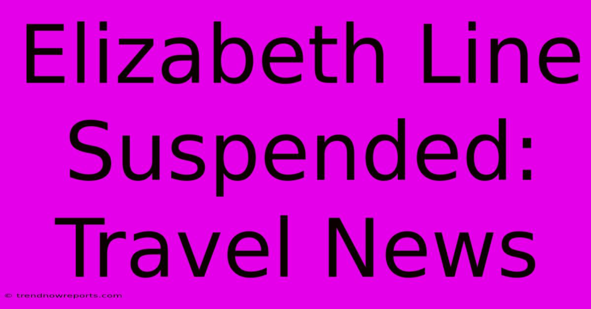 Elizabeth Line Suspended: Travel News