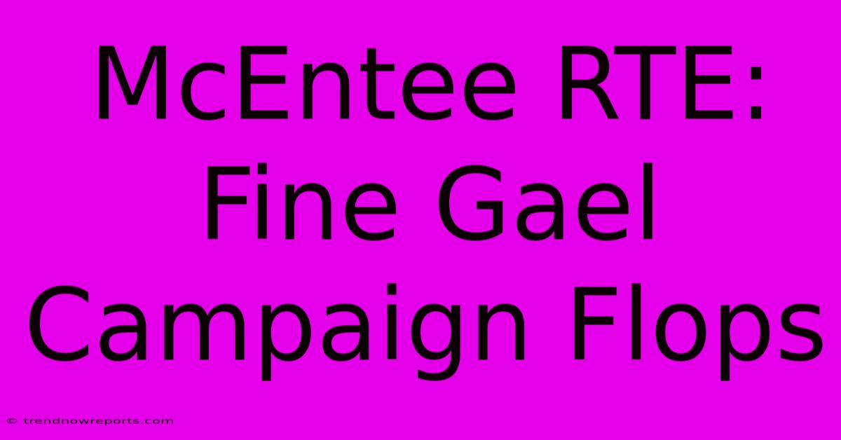 McEntee RTE: Fine Gael Campaign Flops