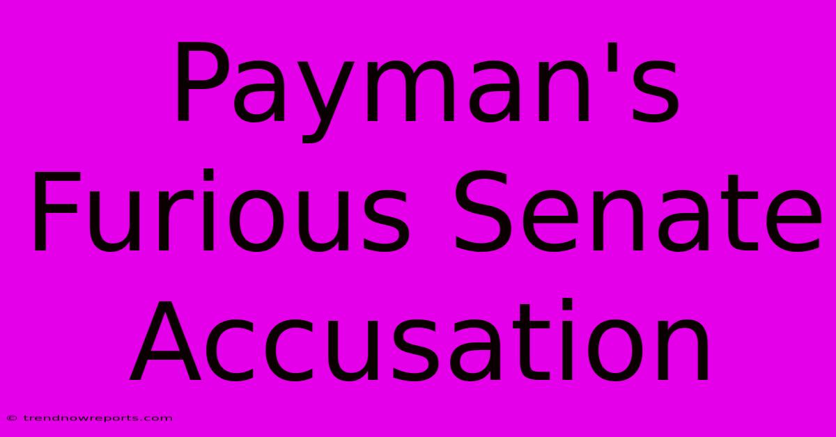 Payman's Furious Senate Accusation