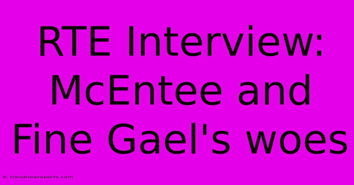 RTE Interview: McEntee And Fine Gael's Woes 