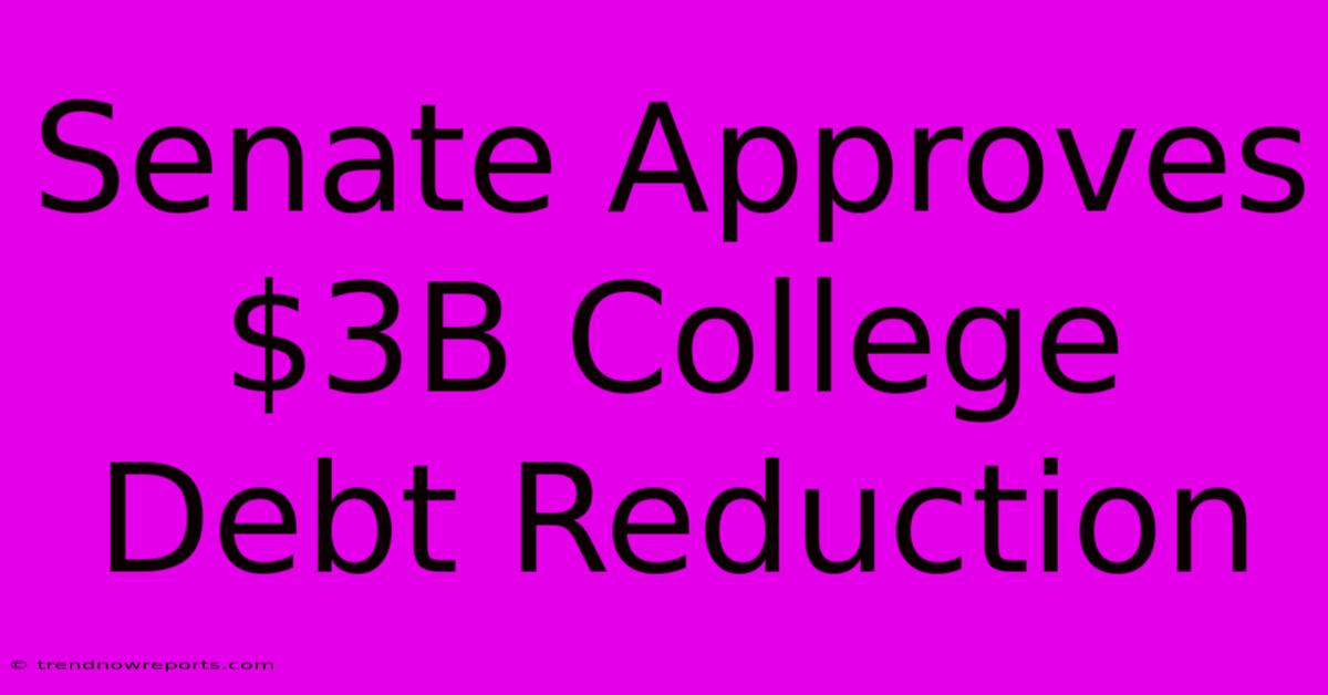 Senate Approves $3B College Debt Reduction